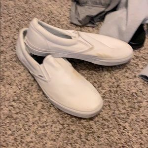 Vans all white slip on shoes